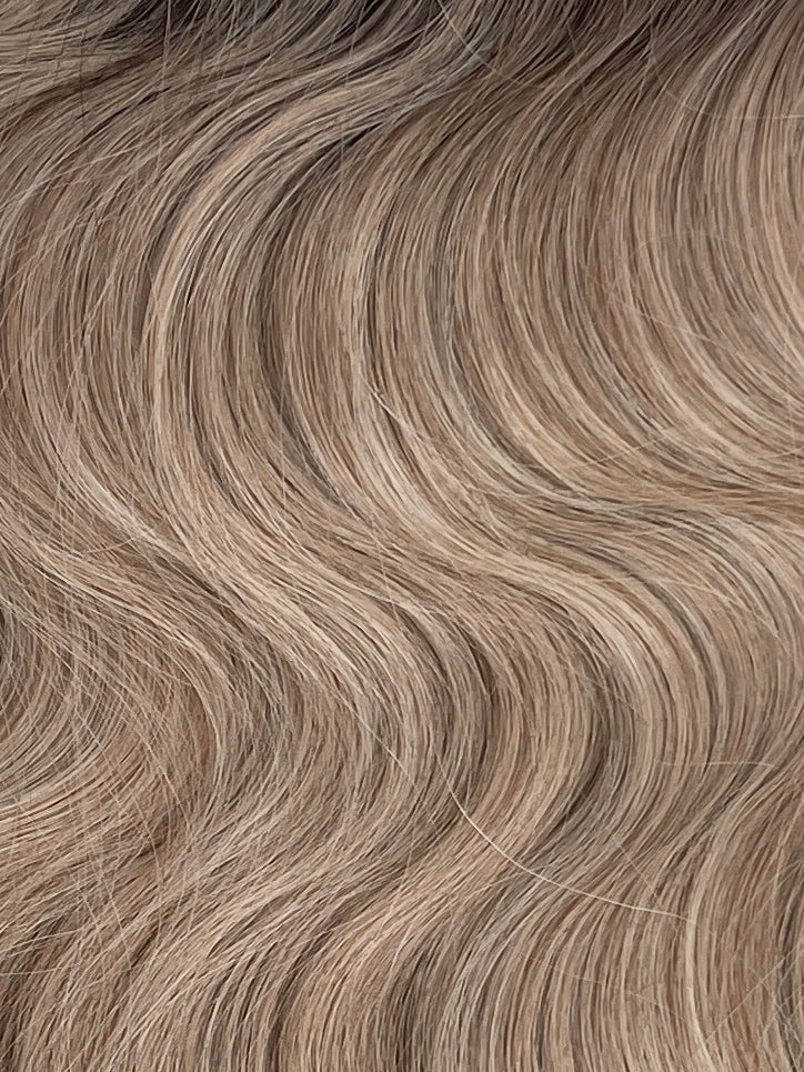 30” Wavy Tape-In Extensions – 210g Bio-Protein Fibre – Rooted Ash Grey