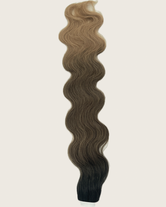 30” Wavy Tape-In Extensions – 210g Bio-Protein Fibre – Ash Brown Balayage