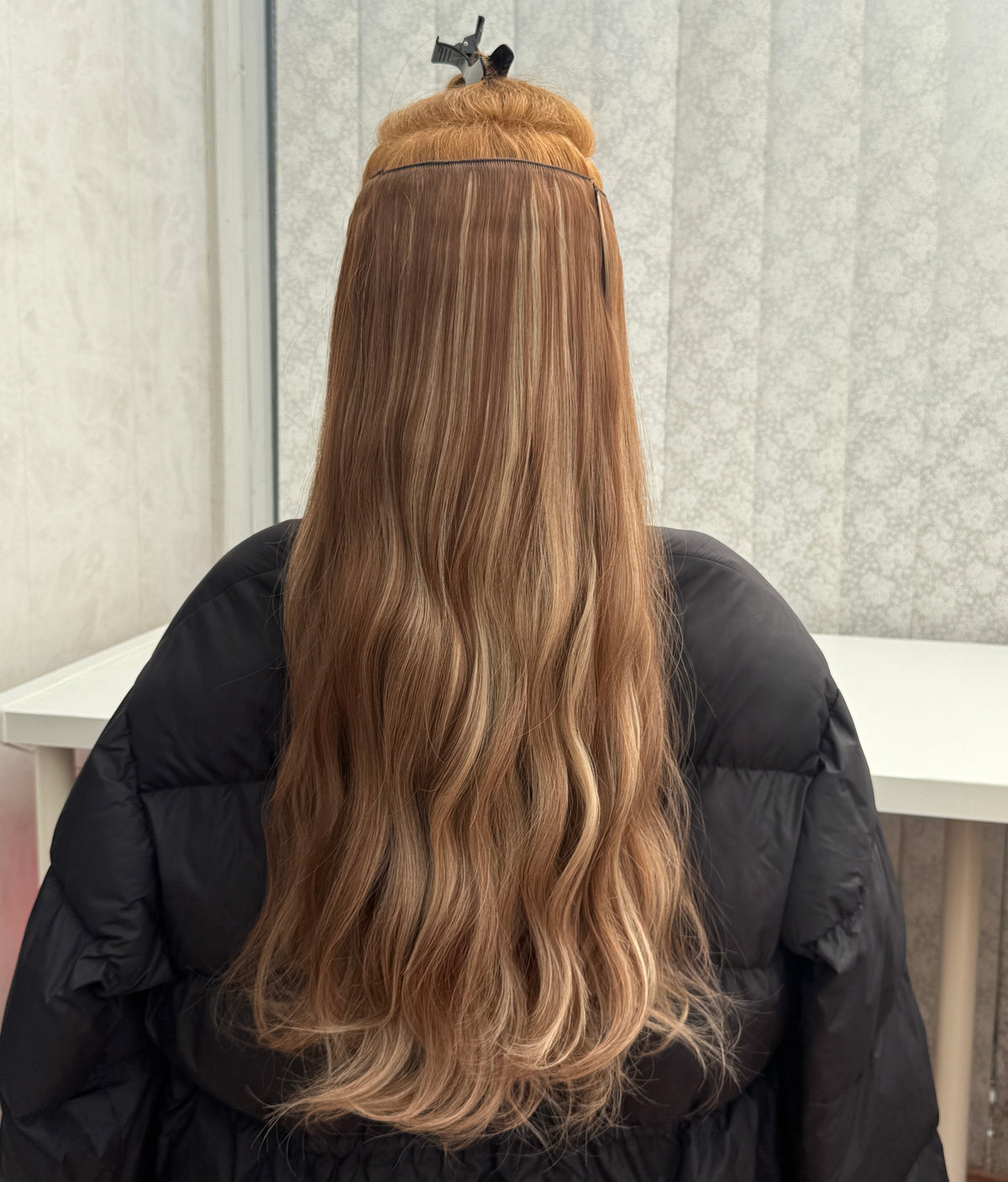 24’ Wavy 220g Bio-Protein Fibre Clip-in Hair Extensions - Warm Brown Highlighted