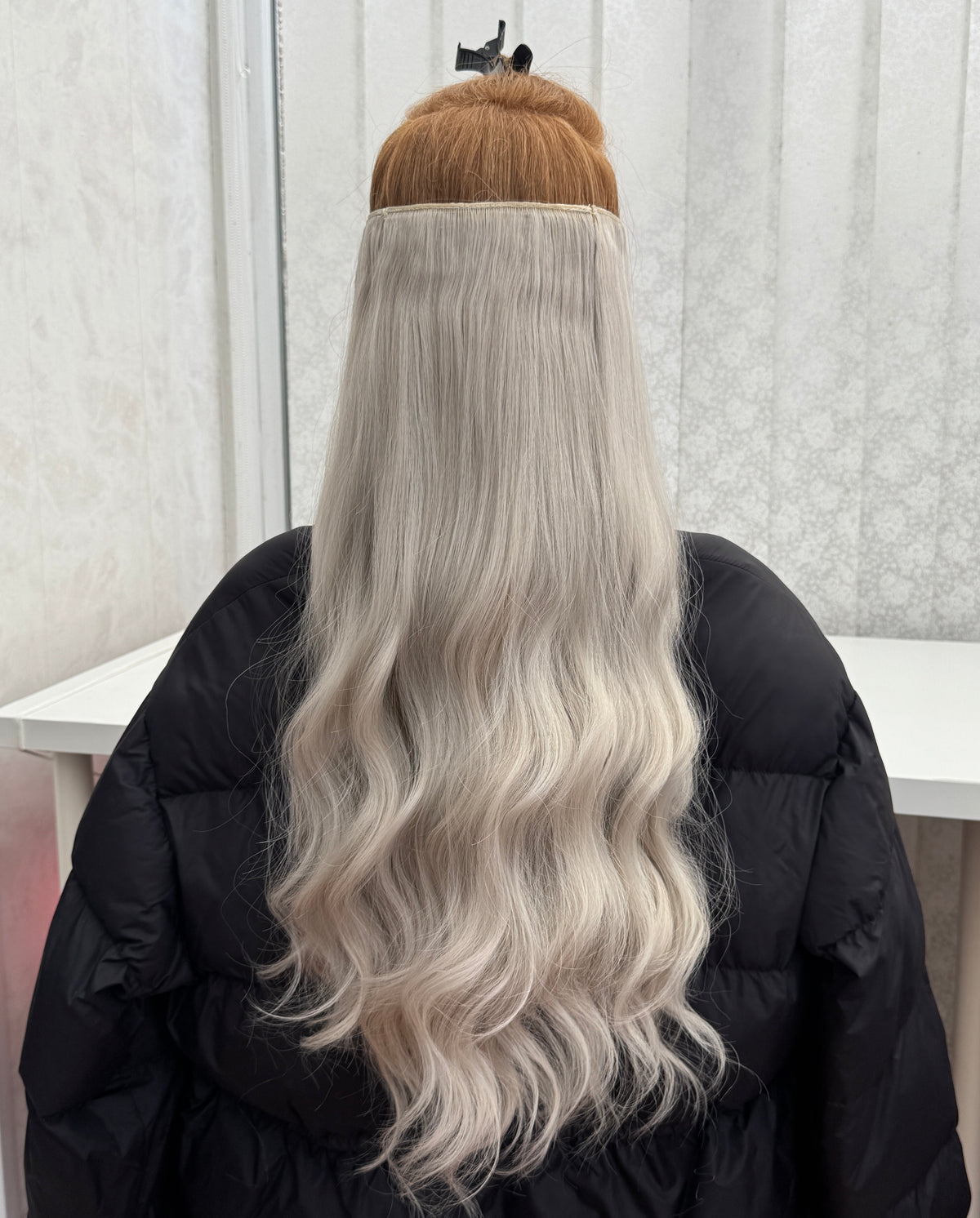 24’ Wavy 220g Bio-Protein Fibre Clip-in Hair Extensions - Ice Queen Blonde