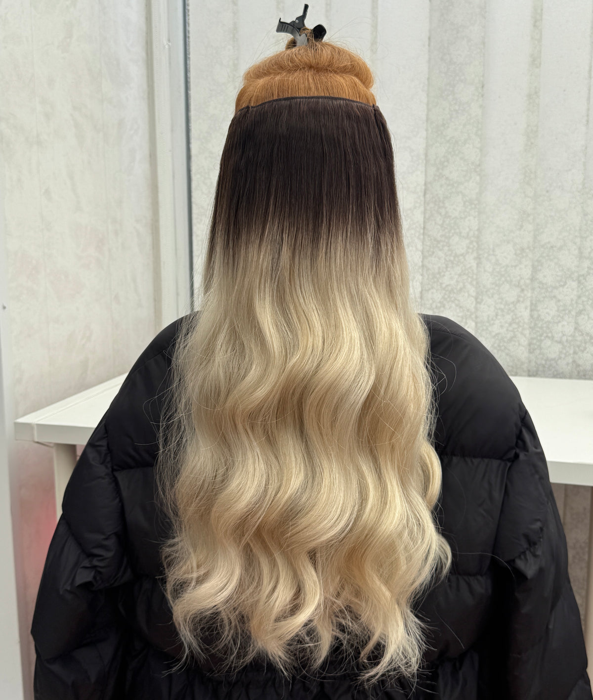 24’ Wavy 220g Bio-Protein Fibre Clip-in Hair Extensions - Ice Mocha Ombré