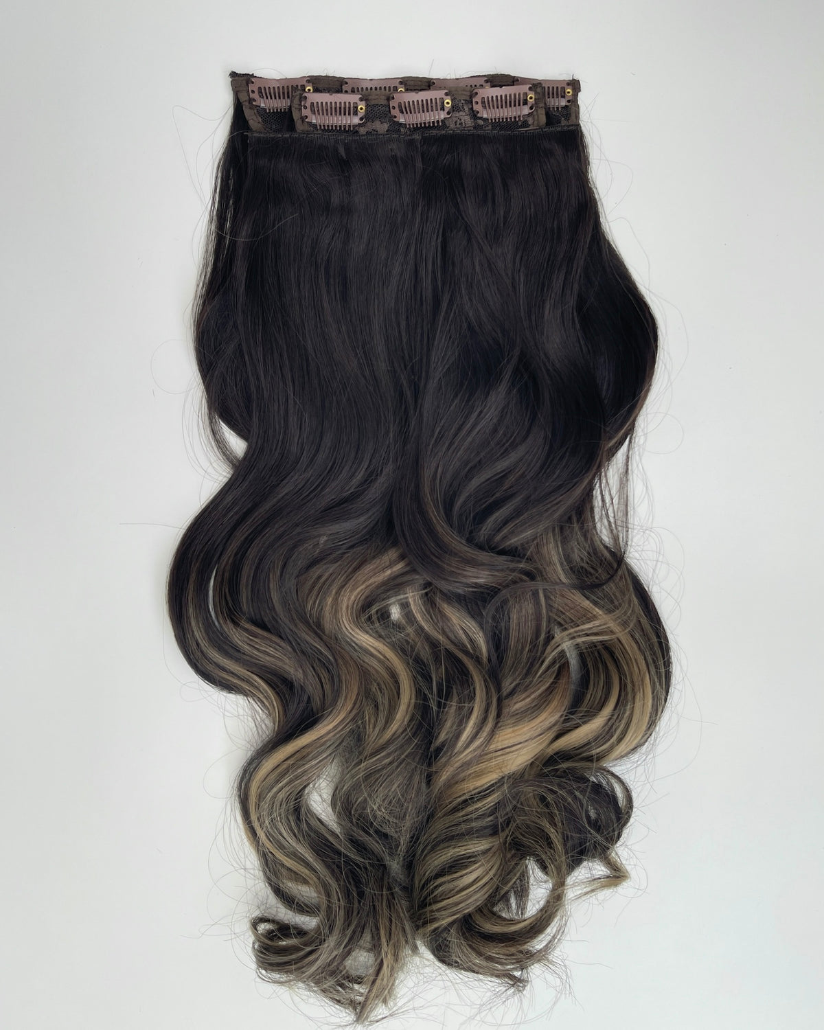 24’ Wavy 220g Bio-Protein Fibre Clip-in Hair Extensions - Smoked Toffee Ombré