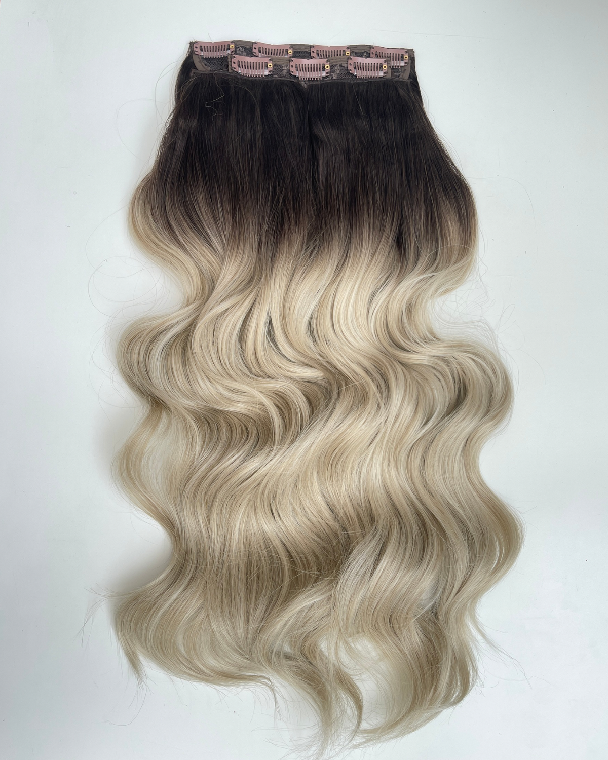 24’ Wavy 220g Bio-Protein Fibre Clip-in Hair Extensions - Ice Mocha Ombré